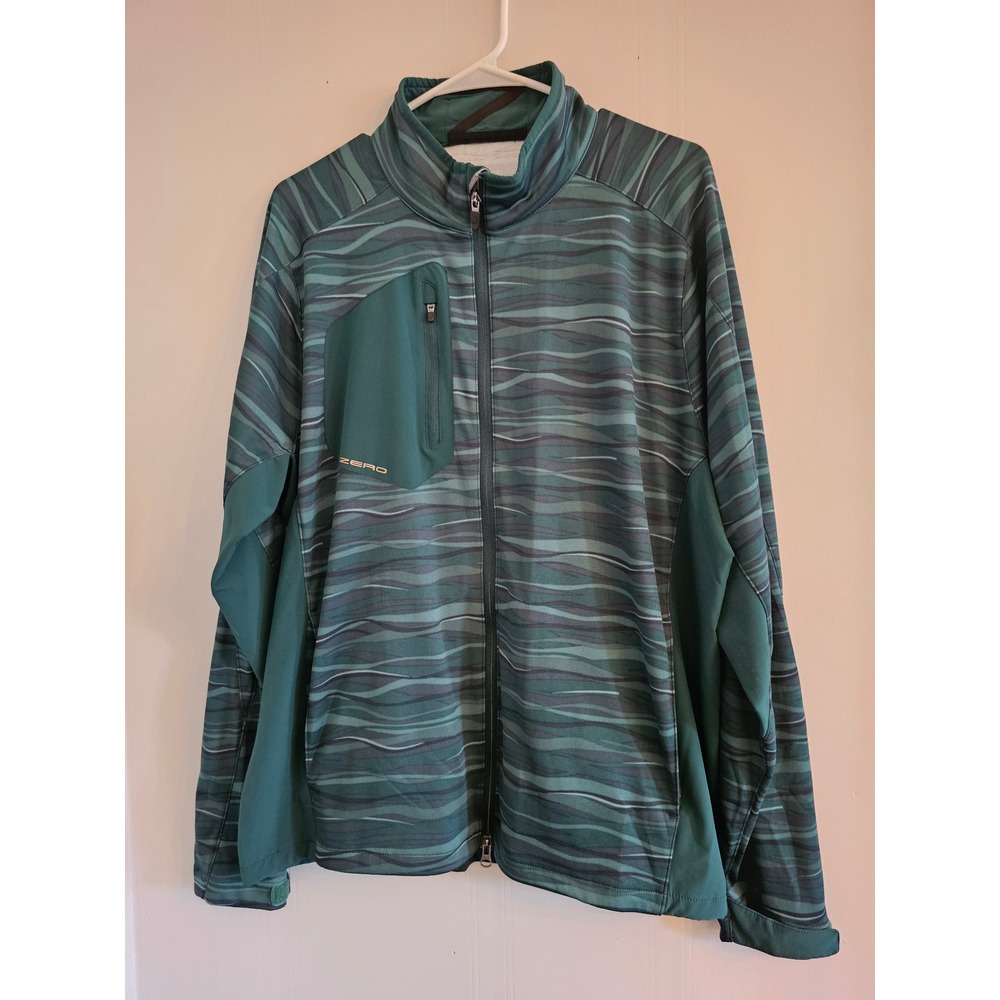 Zero Restriction Jacket‎ Mens Large Green Wave Hybrid Full Zip Performance Golf